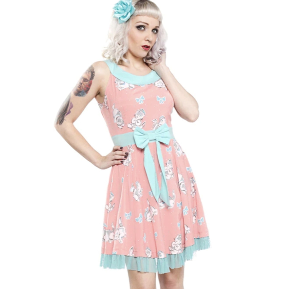 Pink peach Sourpuss sailor kitties dance dress
